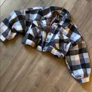 Cropped flannel jacket
